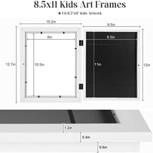 [2-Pack] Kids Art Frames, 8.5x11 Front Opening Kids Artwork Frames Changeable, White Artwork Display Storage Frame for Wall, Holds 50 Pcs, for 3D Picture, Crafts, Hanging Art, Portfolio - Image 3