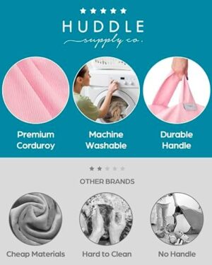 Huddle Original Stuffed Animal Bean Bag Storage Extra Large Designer Beanbag Chairs for Kids Teens & Adults | Instant Clutter Clear for Stylish Moms - Stuffed Animal Storage Bean Bag Pink Corduroy - Image 3