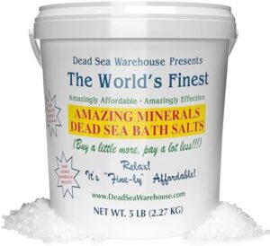 Dead Sea Warehouse-Amazing Minerals Dead Sea Bath Salts,100% Full Mineral Therapeutic Bath Salts, Detoxifying & Moisturizing, Exfoliating for Dry Skin, Unscented(5 lbs)