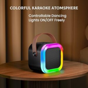 Karaoke Machine for Kids Adults(KaraFun Premium), Portable Bluetooth Mini Karaoke Speaker with 2 Wireless Mics and Party Lights for Smartphones, Birthday Gifts for Girls Boys Family Home Party (Black) - Image 6