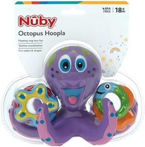 Nuby Floating Octopus Toy with 3 Hoopla Rings - Baby Bath Toy for Boys and Girls - 18+ Months - Purple (Pack of 1) - Image 9