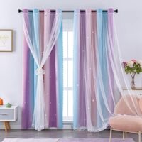 XiDi Curtains for Girls Bedroom Kids Room Unicorn Princess Theme Home Decor 63 inches Length Pink/Purple, W52 X L63 2 Panels