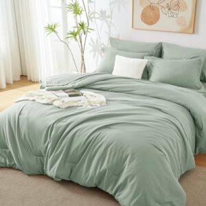 CozyLux Full Comforter Set Sage Green, 7 Pieces Bed in a Bag, Bedding Comforter Set with Sheets, All Season Boho 7PC Bed Sets with Comforter, Fitted Sheets, Flat Sheets, Pillow Shams and Pillowcases - Image 8