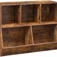 HOOBRO Kids Bookshelf, Bookcase Footboard, Toy Storage Cubby, 35.4" L Children's Toy Shelf, Toy Storage Cabinet, Fit for Children's Room, Playroom, Hallway, Kindergarten, Rustic Brown BF32CW01