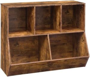 HOOBRO Kids Bookshelf, Bookcase Footboard, Toy Storage Cubby, 35.4" L Children's Toy Shelf, Toy Storage Cabinet, Fit for Children's Room, Playroom, Hallway, Kindergarten, Rustic Brown BF32CW01