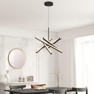 Kinglong Black Chandelier【Upgraded】,Modern Chandelier 6-Lights,Dimmable Acrylic LED Chandelier Lighting Fixture for Dining Room,Living Room,Bedroom,Entryway,Kitchen Island(L:20.07",W:17.32") - Image 2