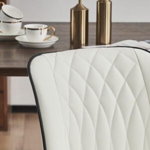 YOUNIKE White Dining Chairs Set of 2 with High Backs Mid Century Modern Kitchen & Dining Room Chair Faux Leather Upholstered Comfortable Large Padded Accent Side Chair Metal Legs sillas de comedor - Image 3
