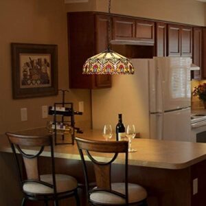 Capulina Tiffany Pendant Light 2 Light 16 Inches Wide Sunflower Pattern Stained Glass Hanging Lamp for Dining Room Kitchen Island Home Office - Image 4