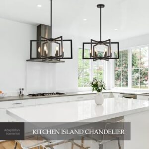 Modern Farmhouse Black Chandeliers for Dining Room, 6-Light Industrial Metal Chandeliers Geometric Pendant Lights Kitchen Island for Entryway Stairway Foyer Hallway - Image 7