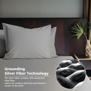 Grounding Sheet, 90% Organic Cotton+10% Pure Silver Organic Fitted Grounded Sheet for Improved Sleep, Pain Relief - Earth Connected Bedding (Gray, Full XL(75 * 54 * 15inch)) - Image 3