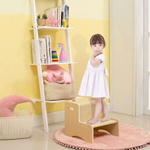 WOOD CITY Wooden Toddler Step Stool for Kids, Bathroom Potty Stool & Kitchen Stool, Natural Two Step Stool for Bedroom, Children's Stool with Handles and Safety Non-Slip Pads - Image 8