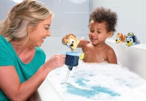 Toomies Bluey Bath Toys - Bluey's Family Pourers - Water Pouring Bluey Figures Including Chilli, Bandit, Bingo, and Bluey - Nesting and Stacking Cups for Bath Time - 4 Count - Ages 18 Months and Up - Image 6