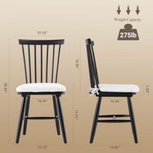 COLAMY Windsor Dining Chairs Set of 6, Kitchen Dining Chairs with Spindle Back, Wood Farmhouse Dining Chairs for Dining Room, Restaurant, Black - Image 2