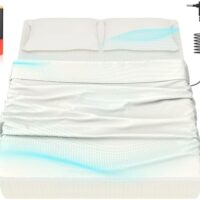 HLLBLL® Grounding Bedding Sheet Set, Bed Sheets and Pillowcase Set, 90% Organic Cotton+10% Pure Silver Organic Fitted Grounded Sheet for Improved Sleep, Pain Relief (White, King(78.5 * 80 * 15inch))