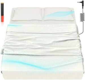 HLLBLL® Grounding Bedding Sheet Set, Bed Sheets and Pillowcase Set, 90% Organic Cotton+10% Pure Silver Organic Fitted Grounded Sheet for Improved Sleep, Pain Relief (White, King(78.5 * 80 * 15inch))