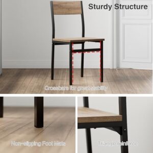 Dining Chairs Set of 4, Rustic Wood Dining Chairs with Metal Steel Frame, Dining Room Chairs with Slat Back, Modern Farmhouse Chair for Kitchen, Dining Room, Living Room (Brown)- Chairs Only - Image 4