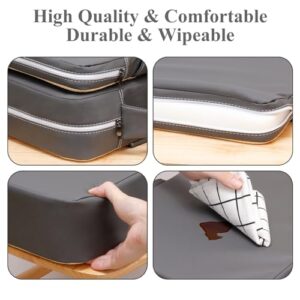 Toddler Booster Seat for Dining Table, Non-Slip Kitchen Chair Booster Seat with Backrest and Adjustable Straps, Portable PU Waterproof Travel Baby Booster Seat Increasing Cushion - Image 4