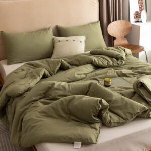 ROSGONIA Queen Comforter Set Olive Green, 3pcs Bedding Sets Queen (1 Boho Olive Comforter & 2 Pillowcases), All Season Lightweight Blanket Quilt - Image 3