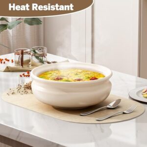 DOLOPL Placemats Set of 6, Oval Large Beige Place Mats for Kitchen Dining Room Table Decorations, Faux Leather Waterproof Machine Washable Dining Table Place Mats for Indoor & Outdoor(13.8"x21.6") - Image 5