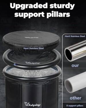 XL Ice Bath Tub for Athletes & Adults - 105 Gallons Ice Tub, Cold Plunge Tub with Cover for Indoor Outdoor, Ice Plunge Tub for Recovery & Cold Water Therapy - Black - Image 3