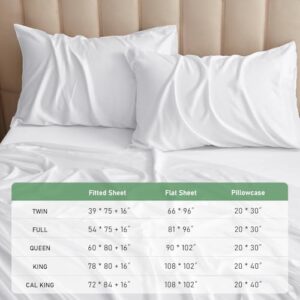 Twin Sheet Set, 100% Rayon Derived from Bamboo, 3-Piece, 16 Inch Deep Pockets, Cooling Sheets for Twin Size Bed Set, Breathable & Silky Soft, Hotel Bedding Sheets & Pillowcases, White - Image 6