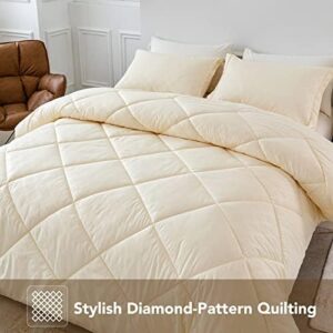 PY HOME & SPORTS King Size Comforter Set 3 Pieces, Down Alternative Lightweight Bedding Comforter with 2 Pillow Shams for All Seasons (Beige, 90 x 104 Inch) - Image 5