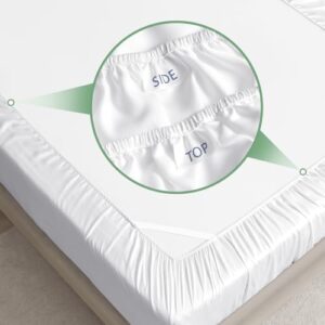 Twin Sheet Set, 100% Rayon Derived from Bamboo, 3-Piece, 16 Inch Deep Pockets, Cooling Sheets for Twin Size Bed Set, Breathable & Silky Soft, Hotel Bedding Sheets & Pillowcases, White - Image 5