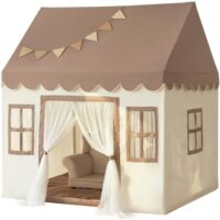Play Tent with Padded Mat, Large Playhouse for Kids Boys and Girls, Kids Play House Indoor Castle Bed Tent for Toddler