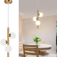 Gold Pendant Lights Kitchen Island 3 Light Milk Glass Pendant Light Mid Century Modern Chandelier Mini Small Glass Globe Pendant Lighting for Kitchen Island Bedroom Dining Room
