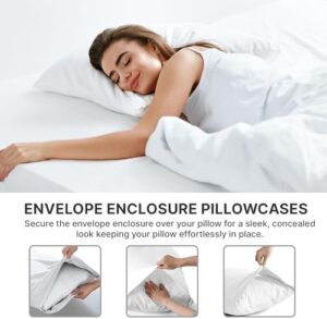 King Pillow Cases Set of 2 - Ultra Soft Hotel Quality Pillowcase Covers - Comfortable Cozy Bedding for Women, Men, Kids & Teens - Machine Washable Pillow Protectors - 2 Pieces Set - King Size White - Image 2
