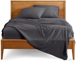 Bare Home Luxury 1800 Ultra-Soft Microfiber Queen Bed Sheets - Double Brushed, Deep Pockets, Easy Fit - 4 Piece Set - Bedding Sheets & Pillowcases (Forged Iron Grey)