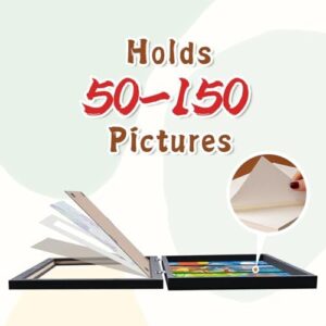 KINLINK 10x12.5 Kids Art Frames Set of 2, Solid Wood Kids Artwork Frames Changeable with Acrylic Front Opening Holds 150 Pictures, Art Frames for Kids Artwork with Mat or without Mat, Black - Image 6