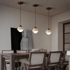 Nordic Natural Stone Shade Pendant Light Wabi-Sabi Yellow Cave Stone Chandelier for Kitchen Island,Wood Mini Pendant Lamp for Dining,Bedside,Entryway,Cafe,Restaurant(1-Pack) - Image 4