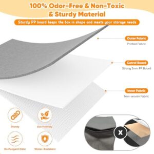 Large Toy Box, Collapsible Sturdy Storage Chest With Lids, Kids Toy Chest Storage Organizer Toddler Bin Boxes for Living Room, Bedroom, Nursery, 25"x13"x16", White & Gray - Image 3