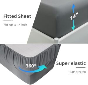 HEVUMYI 7 Pieces Queen Comforter Set, All Season Reversible Bed in a Bag Queen, Ultra Soft Queen Bedding Set with Grey Comforter, Flat Sheet, Fitted Sheet, Pillowcases, Pillow Shams, Dark Grey - Image 4