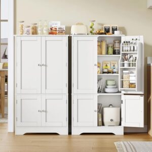 Storage Cabinet with 4 Doors, Pantry Cabinet with 6 Door Shelves, Kitchen Pantry Cabinet, Bathroom Cabinet for Living Room, Kitchen, Dining Room, White - Image 2