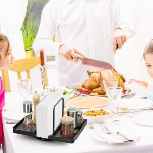 Napkin Holder for Table Rotating Standing Napkin Dispenser with Salt and Pepper Shakers Caddy Metal Paper Towel Holder for Kitchen Dining Bathroom Farmhouse Picnic Decors Black Not Including Shakers - Image 6