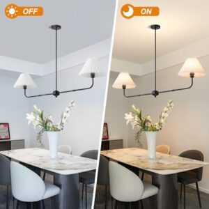 Modern Linear Chandelier, 2-Light Dining Room Light Fixture with White Fabric Shade Kitchen Island Lighting Fixture for Over Table, Living Room, Bedroom - Image 8