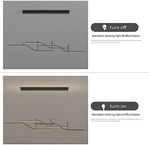 Siittoo Modern Black Pendant Light, 45W Dimmable LED Chandelier Lighting Fixture with Remote, 3-Light Wave Linear Hanging Pendant Light Fixture for Dining Room Kitchen Island Restaurant (52'') - Image 5