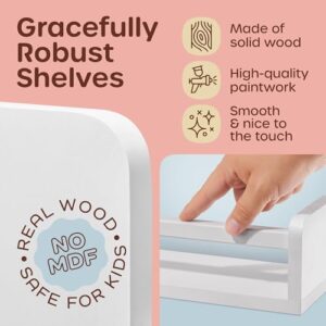 Floating Nursery Book Shelves for Wall Set of 4+2, Wall Bookshelf for Kids Room, Toys & Books Display, Nursery Decor Storage, Book Shelf for Kids Rooms Hanging Bookshelf (6-in-1 White) - Image 7