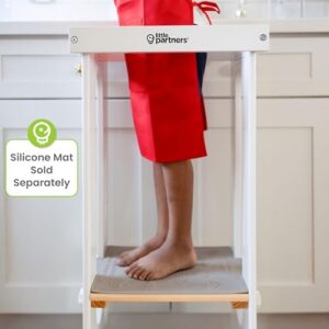 Little Partners Foldable Toddler Tower - Explore 'N Store Montessori Kitchen Tower for Cooking, 22.28" L x 19.56" W x 33.50" H, Ages 2 to 6 (White w/Natural) - Image 8