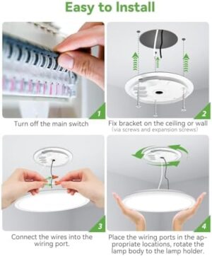 zemty 6Pack 12 Inch LED Flush Mount Ceiling Light, Super Slim 28W 3200lm LED Ceiling Light, 3 Color Temperature in One 3000k/4500k/6000K Round Light Fixture for Bedroom, Kitchen, Dining Room (White) - Image 3