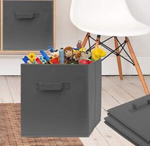 Pomatree 13x13x13 Inch Storage Cubes - 6 Pack - Large Storage Bins | Dual Handles | Foldable Cube Baskets for Home, Kids Room, Closet and Toys Organization | Fabric Cube Bin (Dark Grey - 6 pack) - Image 5