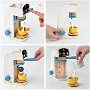 PairPear Kids Wooden Toys Coffee Maker Toy Espresso Machine Playset - Toddler Play Kitchen Accessories Gift for Girls and Boys - Image 4
