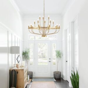 39.4" Modern Gold Chandelier Vintage 18-Lights Mid Century Modern Candle Style Chandelier Light Fixture Large Rustic Golden Chandelier for Dining Room, Kitchen Island, Living Room, E12 - Image 8