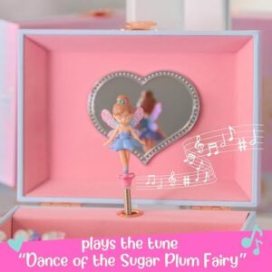 Giggle & Honey Musical Fairy Jewelry Box for Girls - Kids Music Box with Spinning Fairy and Mirror, Princess Birthday Gifts for Little Girls, Childrens Jewelry Boxes for Ages 3-10 - 6 x 4.7 x 3.5 in - Image 3