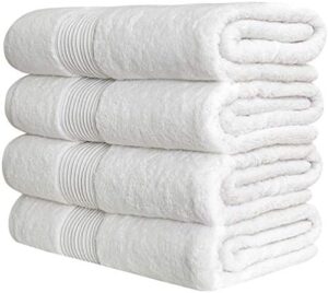 Luxury Extra Large Oversized Bath Towels | Hotel Quality Towels | 650 GSM | Soft Combed Cotton Towels for Bathroom | Thick & Fluffy Bath Sheets | White - 4 Pack - Image 2