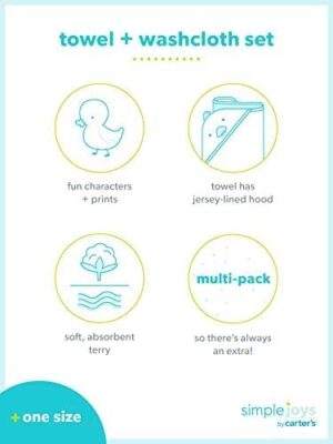 Simple Joys by Carter's Unisex Babies' 8-Piece Towel and Washcloth Set, Multipacks - Image 10
