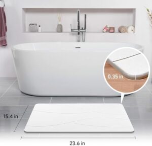 2Pack Stone Bath Mat, Diatomaceous Earth Shower Mat, Non-Slip Super Absorbent Quick Drying Bathroom Floor Mat, Natural, Easy to Clean (Milky White, 23.62 * 15.43) - Image 6