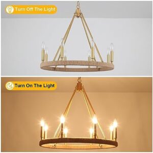 Gold Farmhouse Chandelier 8 Light Wagon Wheel Chandelier Modern Metal Round Pendant Lighting Fixture for Dining Room Entryway Island Living Room Kitchen - Image 8